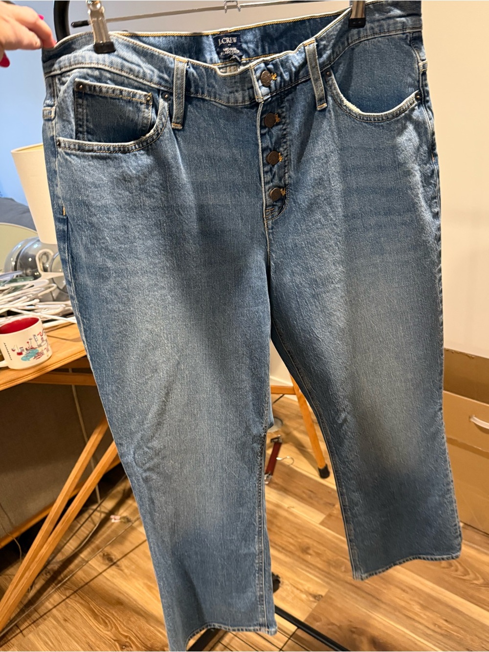 NWT J.Crew Women’s Mid-Rise Light Blue Button-Fly Flare Crop Jeans
